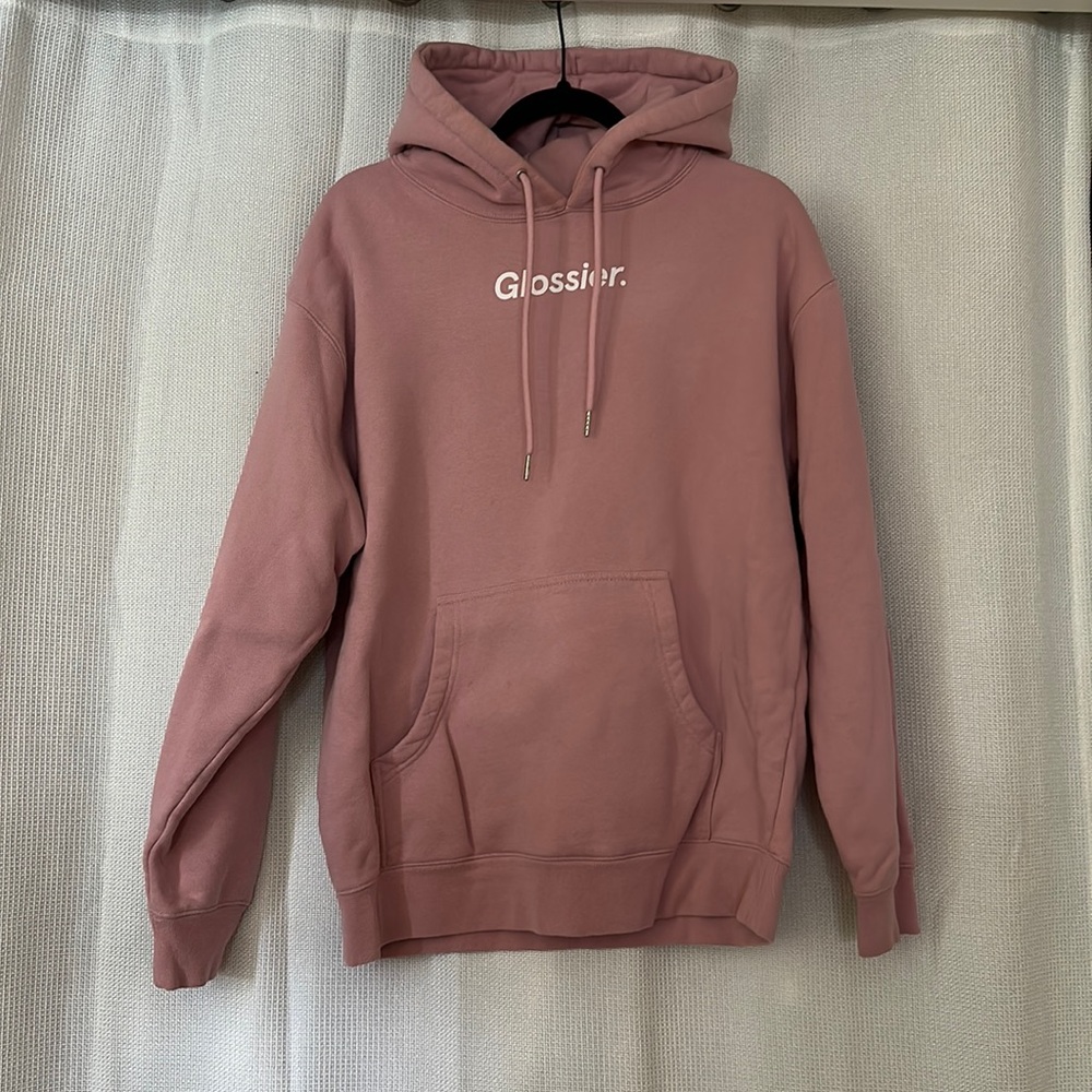 Glossier pink hoodie